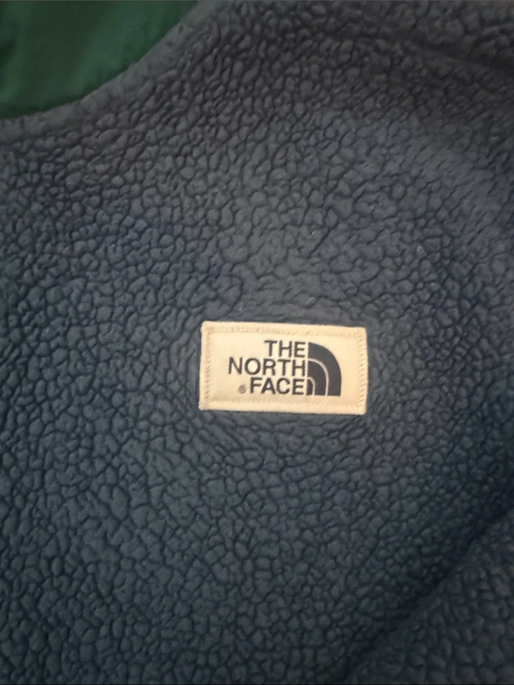 The North Face Blue Sherpa Fleece Jacket with Green Trim